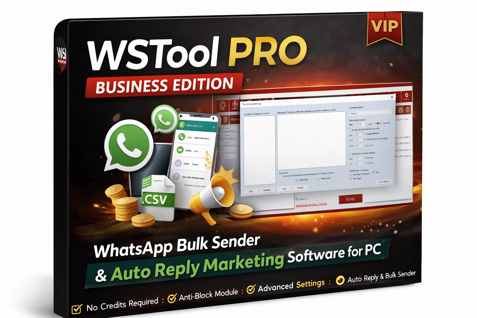 WSTool Pro Business Edition – WhatsApp Bulk Sender & Auto Reply Marketing Software for PC