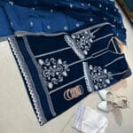 Embroidered Organza 3PC Stitched Suit with Lace Sleeves & Cotton Trouser – Ready to Wear