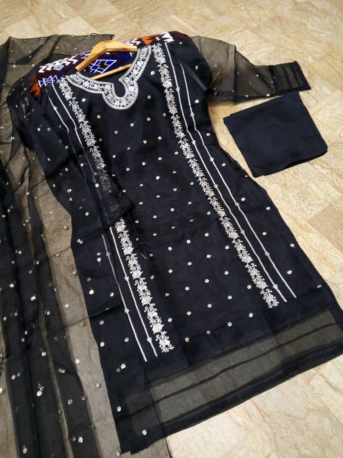 Elegant Eid 2026 Organza Embroidered 3PC Suit – Luxury Sequence & Applic Work Price in Pakistan