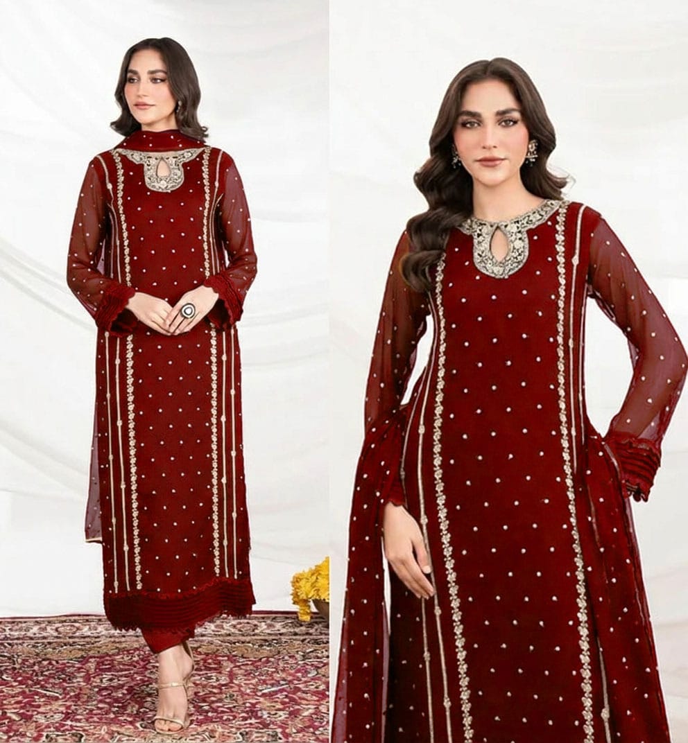 Eid 3PC Dress Pakistan,Organza Embroidered Suit,Eid Collection 2026 Pakistan,Women Festive Wear Pakistan,Luxury Eid Dresses Online Pakistan