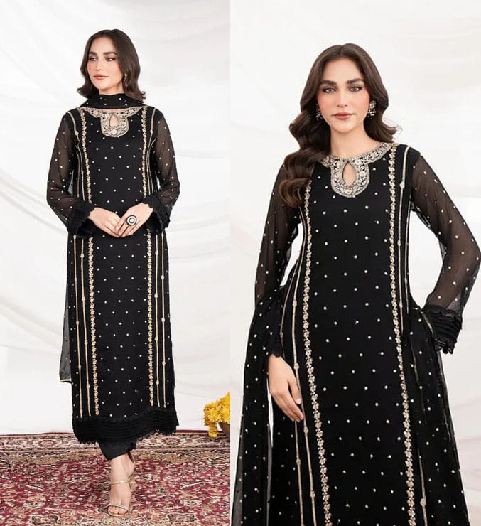Eid 3PC Dress Pakistan,Organza Embroidered Suit,Eid Collection 2026 Pakistan,Women Festive Wear Pakistan,Luxury Eid Dresses Online Pakistan