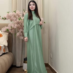 Elegant Moonlight Glitter Maxi 2PC Dress with Cap – Premium Imported Fabric | Pakistan