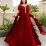 Luxury Embroidered Pearl Long Maxi 3PC with Chiffon Lace Dupatta – Elegant Party Wear in Pakistan