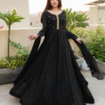 Luxury Embroidered Pearl Long Maxi 3PC with Chiffon Lace Dupatta – Elegant Party Wear in Pakistan