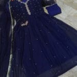 Luxury Embroidered Pearl Long Maxi 3PC with Chiffon Lace Dupatta – Elegant Party Wear in Pakistan