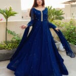 Luxury Embroidered Pearl Long Maxi 3PC with Chiffon Lace Dupatta – Elegant Party Wear in Pakistan